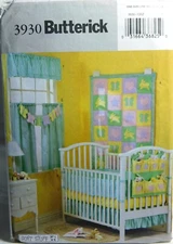 Butterick Sewing Pattern 3930 Baby Room Bedding Curtains Uncut