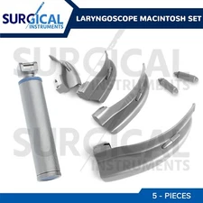5 Pcs Laryngoscope Macintosh Set EMT Anesthesia Intubation Supplies German Grade