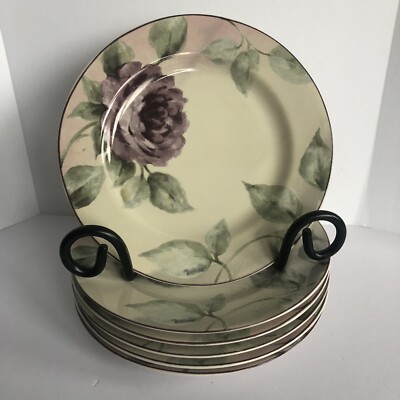 222 Fifth PTS International Shiraz Salad Plates 8.25  Stoneware Set of 6