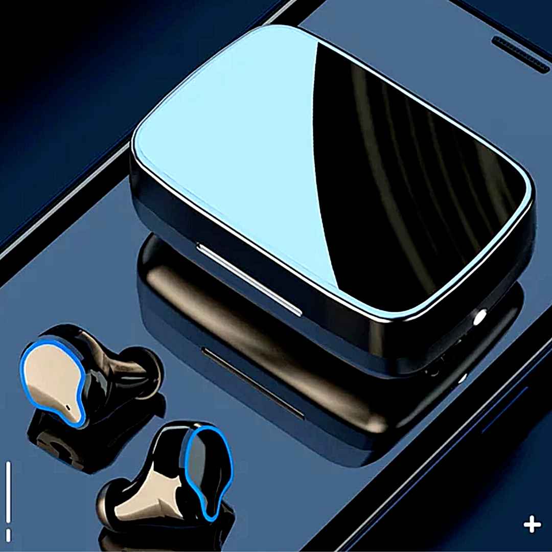 Auriculares Bluetooth Inalámbricos Con Funda De Carga Con Espejo Y Luz | Hasta 3 Horas De Llamada | IPX5 | Carga Por USB