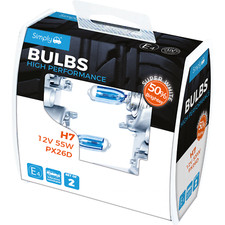 H7 Bulbs Xenon Super White Bright 50 Brighter Headlight Bulb In Twin Pack Boxed