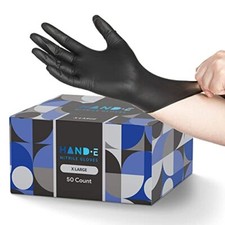 Black Nitrile Disposable Gloves X-Large 50 Count - BBQ Tattoo Hair Dye Cookin...