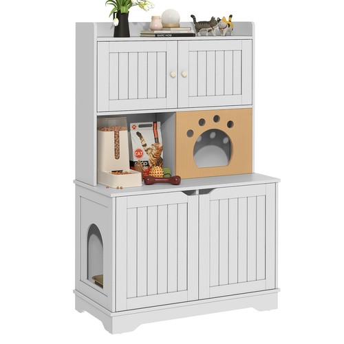Hidden Cat Litter Box Enclosure Storage Cabinet Cat Furniture for Double Cats - Bild 2 von 9