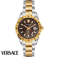 Versace V11040015 Hellenyium GMT brown silver gold Steel Men's Watch NEW