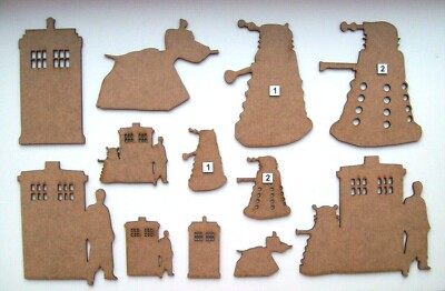 MDF Dr Who Laser ausgeschnittene Formen, Basteln, Deko, Malen