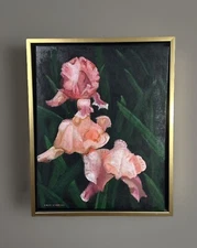 Dave Dickson Oil Painting “Blush Irises” Floral 18x22 Framed Wall Art