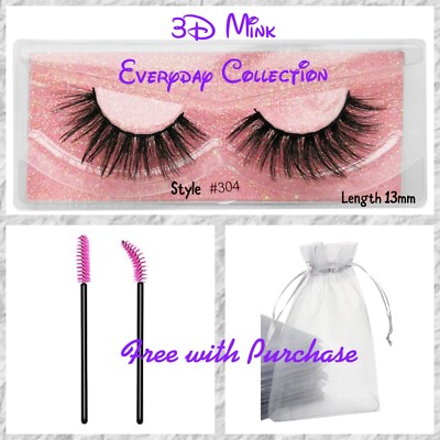 NIB Everyday 3D Luxury Faux Mink Strip False Lashes Med Length 13 mm style 304