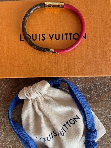 Louis Vuitton LV Monogram Red Leather Daily Confidential Bracelet 7.5 in 19 cm - Picture 2 of 9