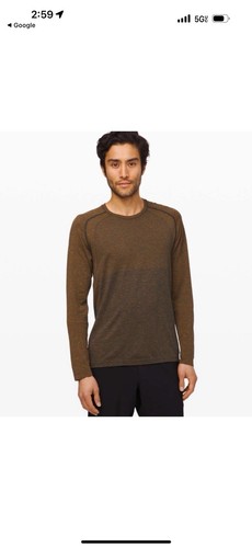 Lululemon Metal Vent Tech Long Sleeve 2.0 Shirt Mens M inFools Gold True Navy - Picture 8 of 9