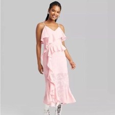 Wild Fable Ruffled Pink Boho Midi Dress Size Large  NWT