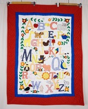 One of a Kind Handmade Alphabet ABC's Quilt Vintage Baby Nursery Wall Decor