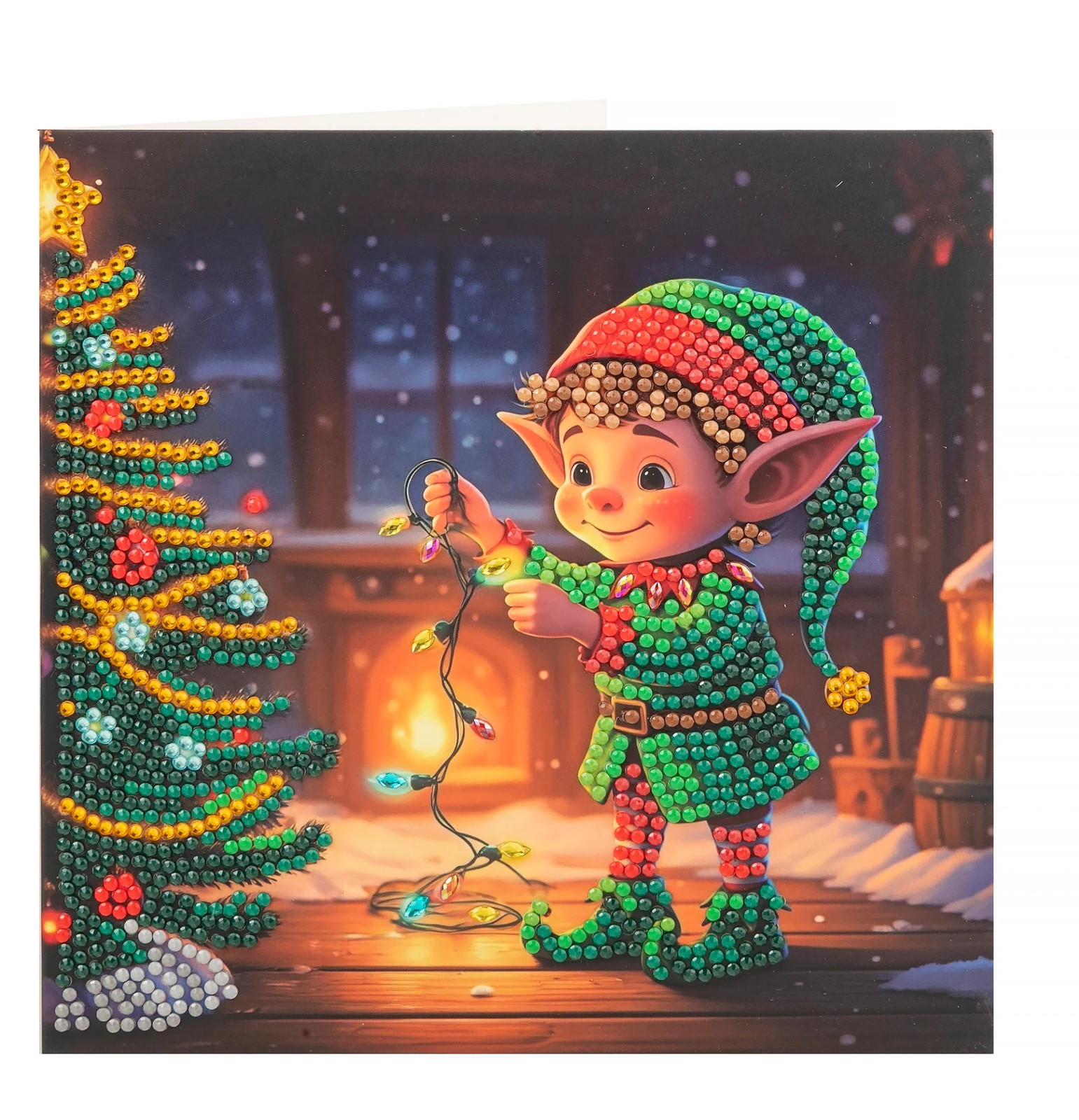 Jolly Elf - 18x18cm Crystal Art Card