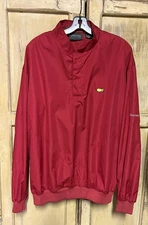Masters Collection Windbreaker Golf Jacket Long Sleeve Pullover 1/4 Snap Red LG.