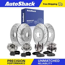 Front Rear Drilled Slotted Brake Rotors Pads Wheel Hub Kit for Dodge Charger