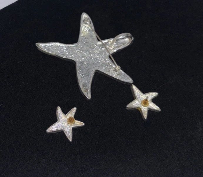 Broche Estrella de Mar / Pendiente Colgante a Juego Amarillo Multicolor Concha Náutica Foto 4 de 4