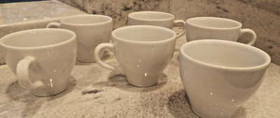 Set of 6 Bodum Bistro or Espresso Size All White Porcelain Coffee Cups