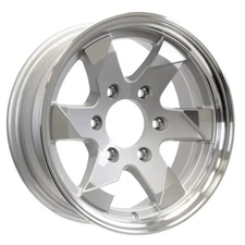 eCustomrim Aluminum Trailer Wheel 15" 6 Lug On 5.5 Ascent Silver Brushed Face
