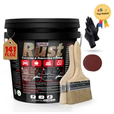 Rust Converter & Metal Primer, 141 Fl Oz Black Rust Inhibitor Paint for Metal...