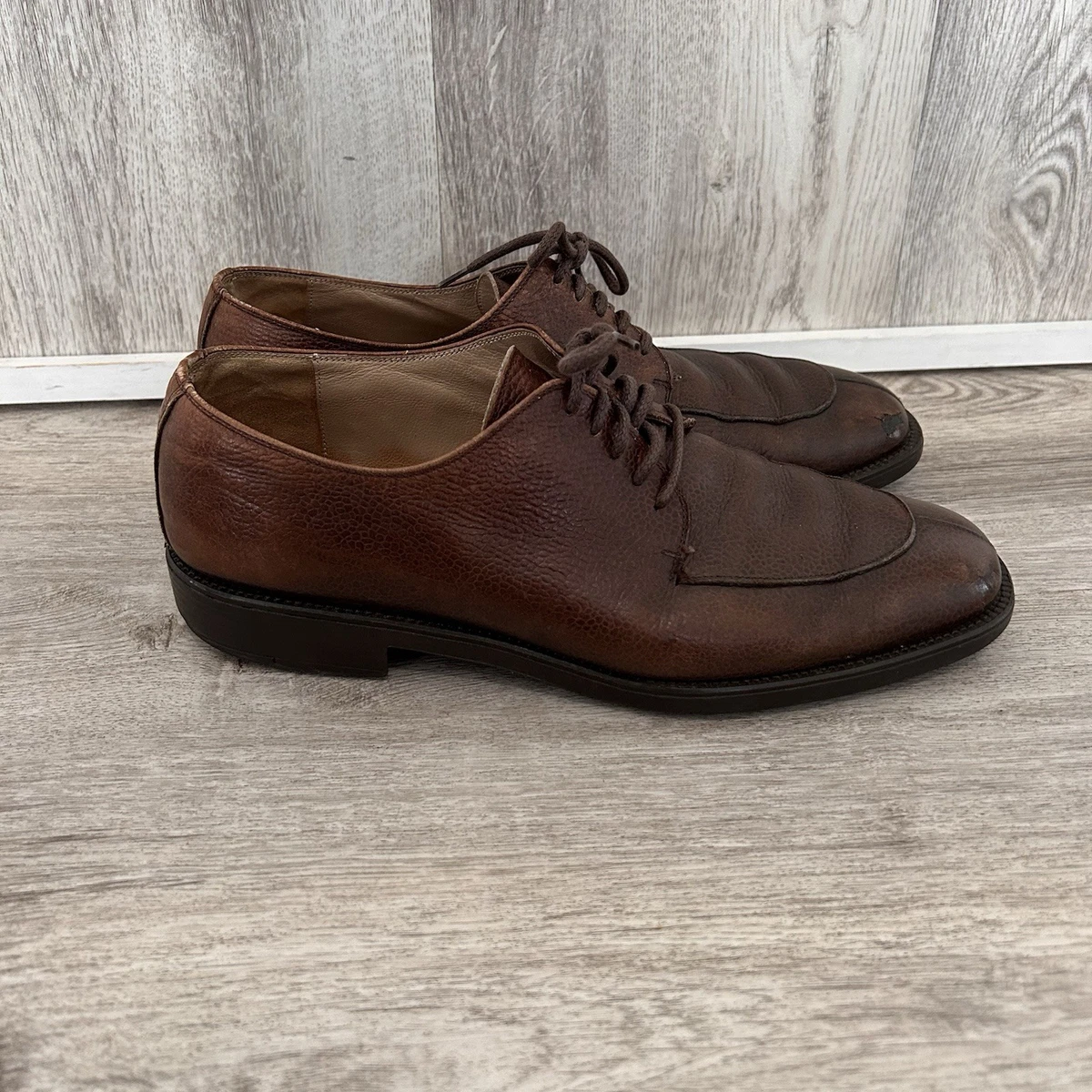 Salvatore Ferragamo Oxford split-toe derby shoes men\'s 8.5 brown pebble leather Oxford shoe with toe cap - Men | Ferragamo main image 4