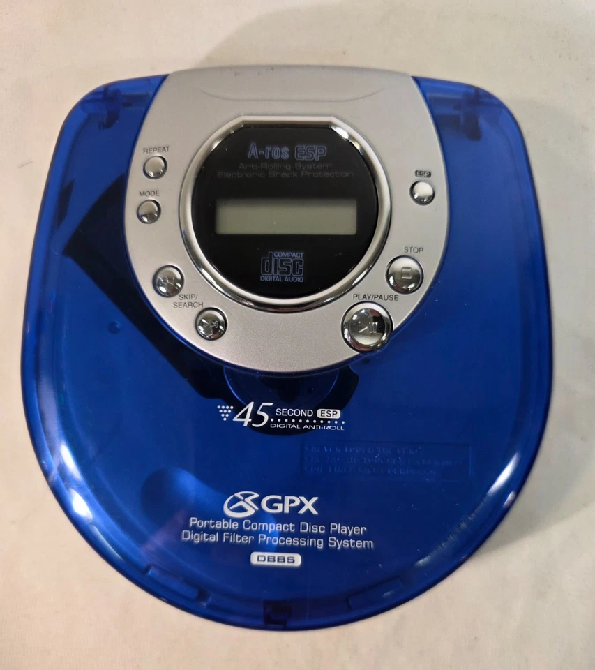 Reproductor de CD de disco compacto portátil GPX C3949 azul con auriculares funciona muy bien Foto 2 de 4