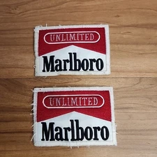 2 Vintage Marlboro Philip Morris Unlimited Cloth Motorcycle Embroidered Patch