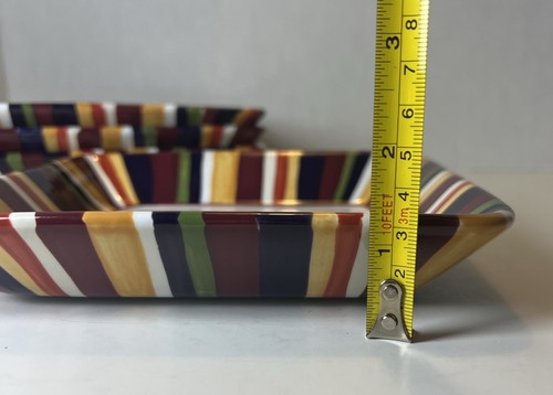 (4) Pampered Chef Einfache Ergänzungen Bunt Gestreift 7,25" Quadratische Teller - Bild 6 von 6