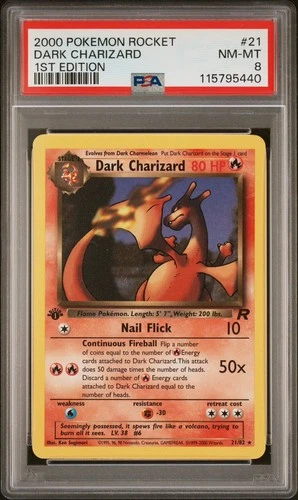 Pokémon Dark Charizard TCG 21/82 Non-Holo Rare 1st Edition PSA 8