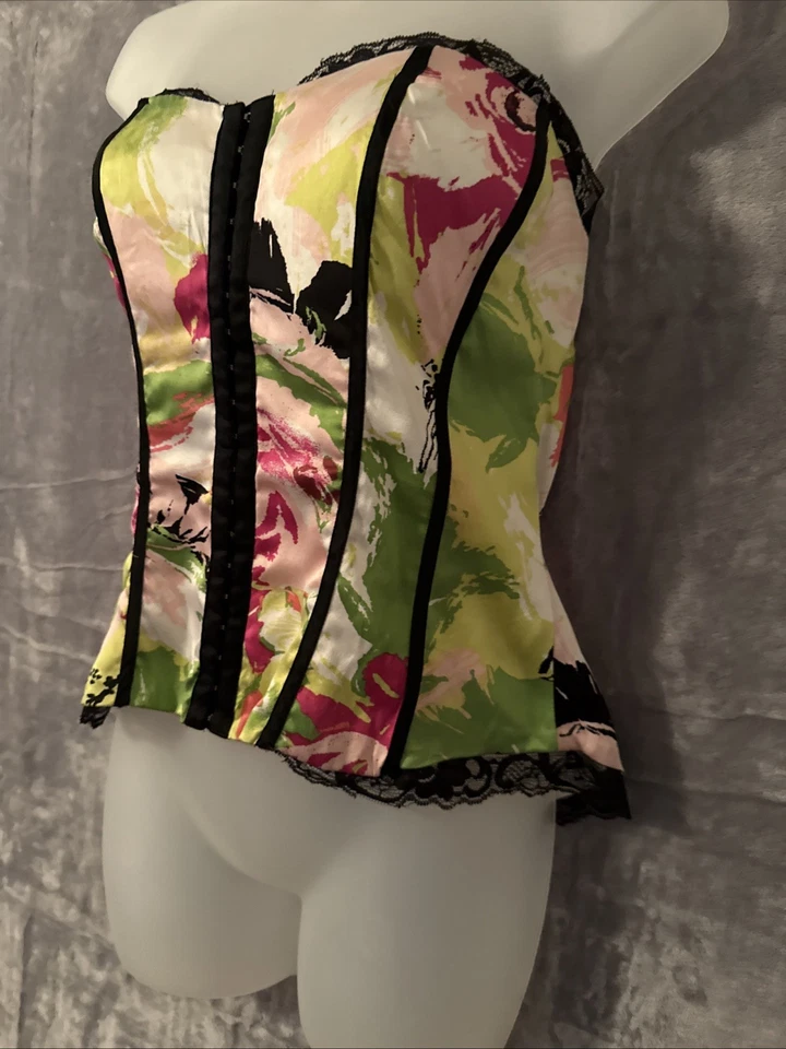 Sexy Corsé de Seda Bebe Top Bustier Seda Talla L Multicolor Con Cordones Hada Coqueta Foto 2 de 4