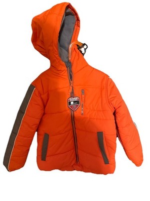 Brand New Winter Bubble Jacket Size 7 Boys Orange Color with Hood Free Shipping