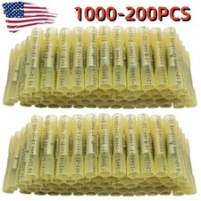 1000/200X Yellow 12-10 Gauge Heat Shrink Butt Terminals Wire Crimp Connector USA