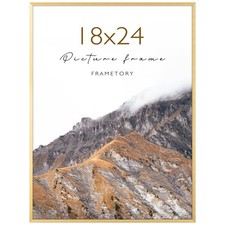 Frametory 18x24 Gold Aluminum Poster Frame, Acrylic Front, Thin Metal Picture