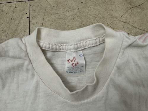 Tuff Tee Basic Blank White T Shirt Kids Youth Large Vtg 80s 90s 5050 Thin Pink - Picture 5 of 11