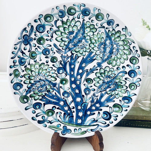 Vintage Handmade Ikaros Pottery in Rhodes Greece 11.5” Wall Plate P/390-1 - Picture 2 of 4