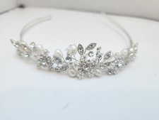  Vintage Bridal Headband W/ Rhinestones  Pearls Hair Accessory Wedding Prom