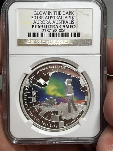 2013P Australia S$1 NGC PF69 Ultra Cameo Aurora Australis Glow in the Dark