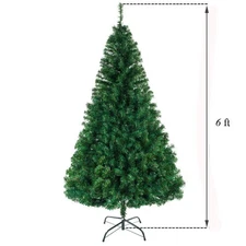 6ft Green Artificial Christmas Tree Full Classic Spruce Xmas Tree Unlit w/ Stand