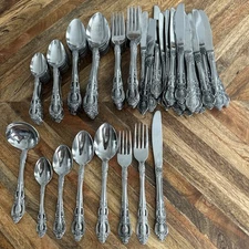 United Silver Co Stainless Flatware Set 96 Pieces 12 Place Settings Heavy Korea