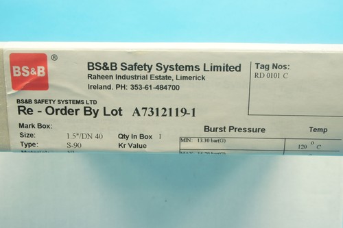 BS&B A7312119-1 S-90 rupture disk 1.5in.(1.5")/DN40 NI,13.3bar-14.70bar(G)@120°C - Bild 3 von 3