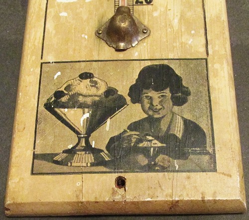 Holz Werbung Thermometer Hooker Bros Eis Holbrook Masse mit Junge & Mädchen - Bild 5 von 5