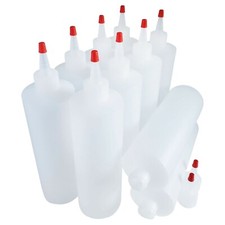 Kelkaa 16oz HDPE Natural Clear Plastic Bottles with Yorker Red Cap Pack of 10