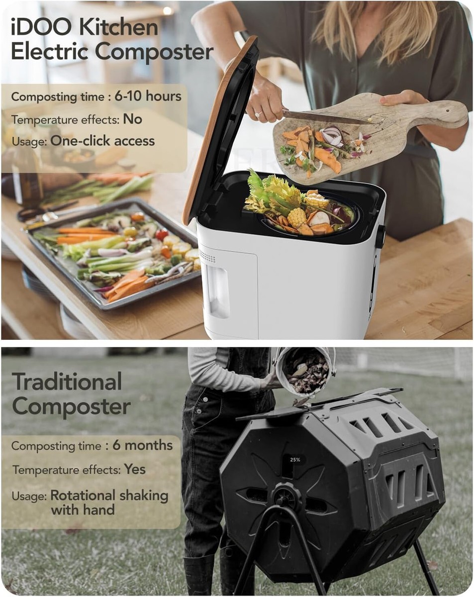 Lyko Composter Electric Composter IDOO 3L Electric Kitchen Composter - Odorless Food ...