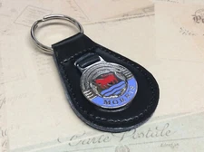 Porte-Clés En Cuir Véritable Noir Émaillé De Qualité Morris Minor