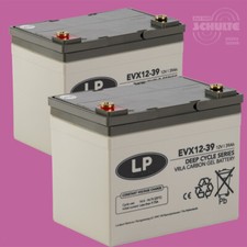 Akku Satz mit 2 St. AGM-GEL Batterien 12V 39Ah statt 36Ah f&uuml;r Invacare Auriga