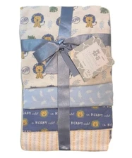 RECEIVING X4 - CRIBMATES BOYS - LION ROARY BLUE - BLANKETS COTTON 4 PACK BABY