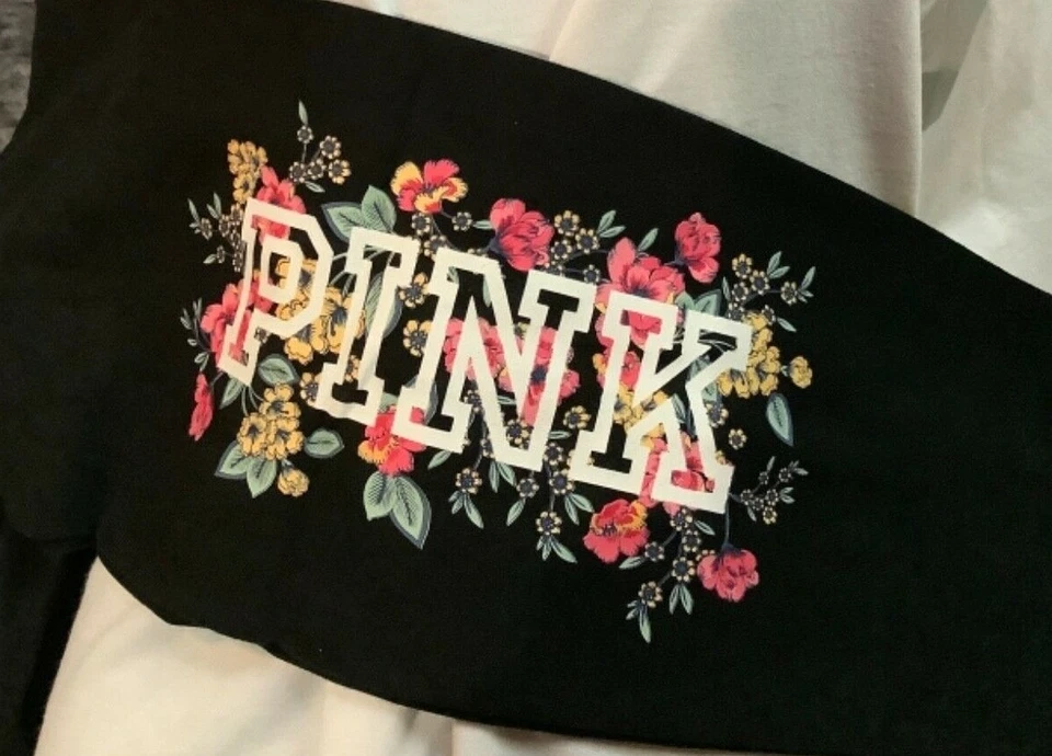 Leggings Victoria's Secret Rosa Floral Logo Cintura Alta Rosa Coral Flores M L XL Foto 3 de 4