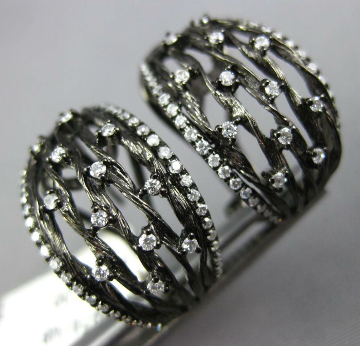 AMPI ORECCHINI PENDENTI .60CT DIAMANTE ORO NERO 14KT 3D MULTI FILA ETOILE CLIP ON