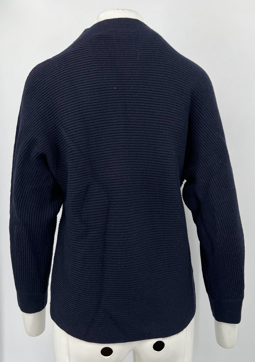 Dries Van Noten Navy Ribbed Wool Long Sleeve Sweater sz XS Dries Van Noten Navy Ribbed Wool Long Sleeve Sweater sz XS