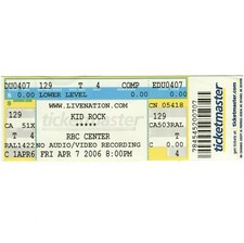 KID ROCK Concert Ticket Stub RALEIGH NC 4/7/06 RBC CENTER LIVE TRUCKER TOUR Rare