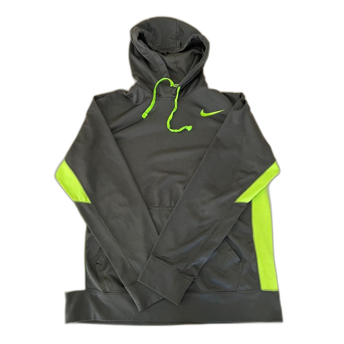 Authentic Black Neon Green Nike Therma Fit Hoodie M Sweatshirt