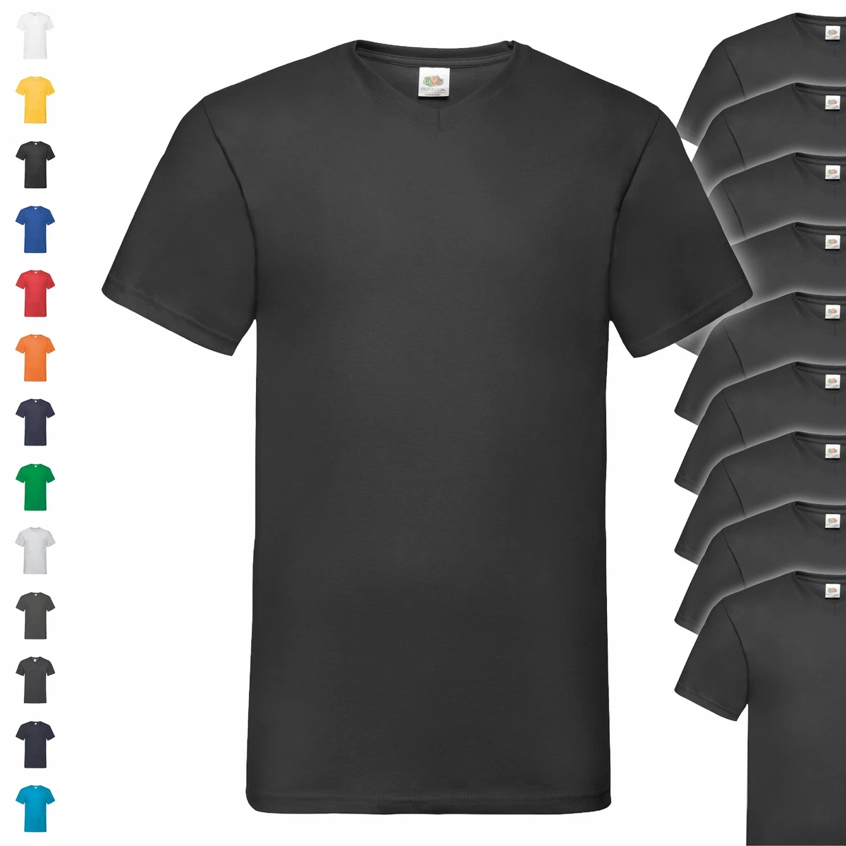 Fruit Of The Loom Herren T-Shirt Mit V-Ausschnitt | Baumwolle, Kurzarm | Vielseitiges Basic